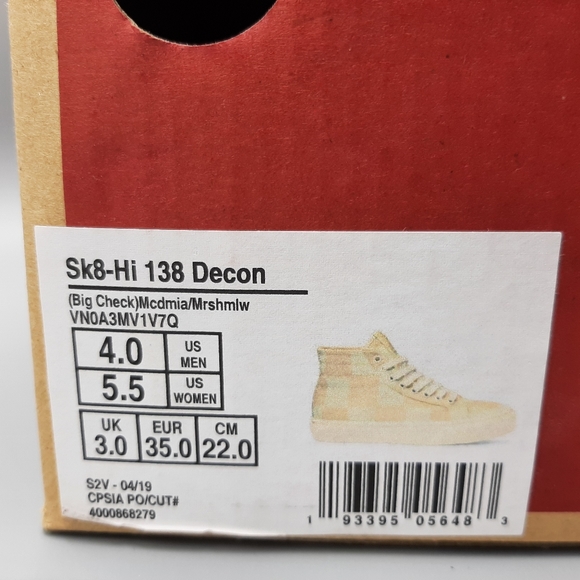 NEW Vans Sk8-Hi Top 138 Decon Big Check Macadamia Checkerboard Women's Size 5.5 - Picture 10 of 11